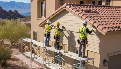 Las Vegas, NV siding contractor installing durable vinyl siding on a home exterior
