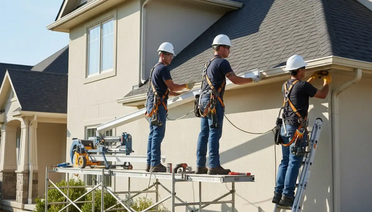 Seamless gutters installed on a Las Vegas, NV home for durable stormwater protection and desert heat resistance
