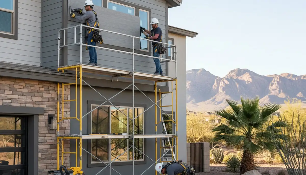Las Vegas, NV siding contractor installing durable vinyl siding for homes